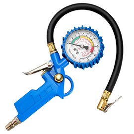 Air Pressure Gauge Tyre Pressure Gauge Tyre Inflator Calibrated Compressor Accessories Pressure Gauge Measuring Range: 0-16 Bar, Hose Length: 260 mm, Tyre Pressure Gauge for Car, Motorcycle, Truck