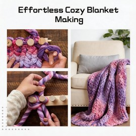 46 Inch Chunky Blanket Loom, Wooden Hand Knitting Loom for Chunky Yarn, Large Knitting Board for Thick Blankets, Scarves & Home Decor