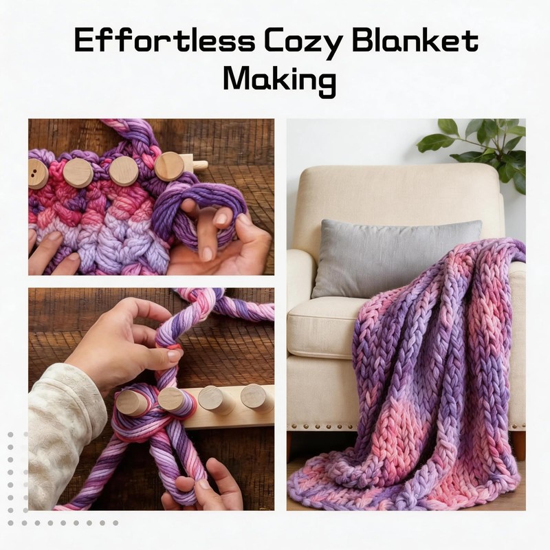 46 Inch Chunky Blanket Loom, Wooden Hand Knitting Loom for