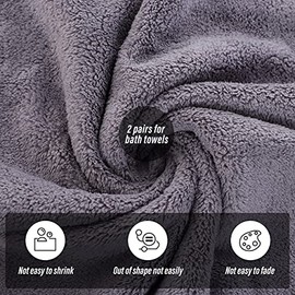 MOONQUEEN Juego de 2 Toallas de baño de Alta Calidad, Secado rápido, Microfibra de Terciopelo Coral, Altamente absorbentes, Uso Multiusos como baño,  