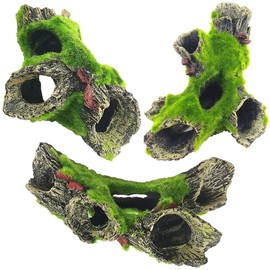 Yueser Aquarium Rock Cave Decoration, 2 Pieces, Resin Decoration Tree Trunk for Small Shrimp/Fish, Hiding Aquarium Decoration