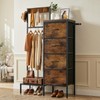 Lewondr Dresser with Hanging Rack and Storage Drawers, Brown Wood