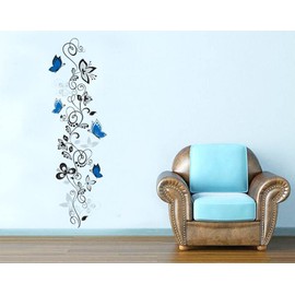 COVPAW® Wall Sticker XXL Flowers Tendril Butterfly Wall Sticker Mural Pictures Living Room Bedroom Decoration