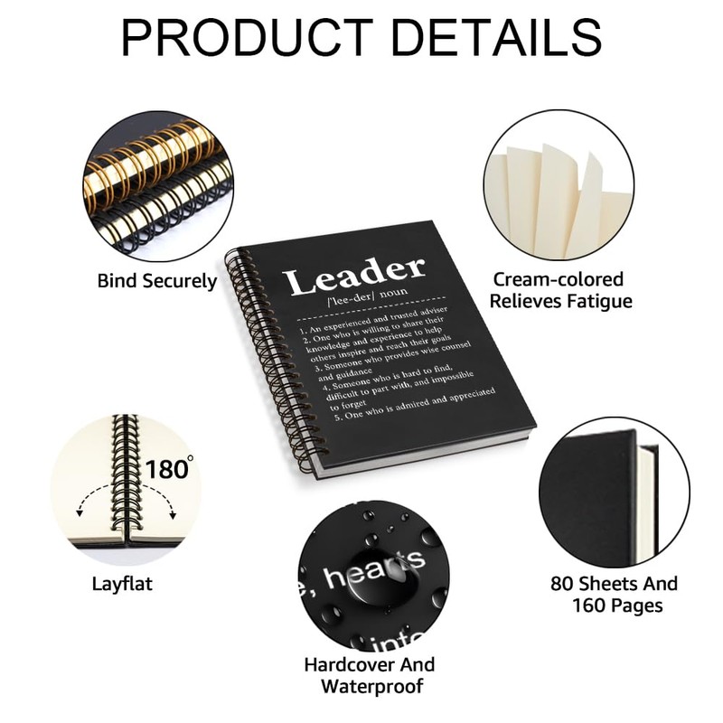 WUUCKOO Leader Definition 80 Sheets 160 Pages Funny Spiral Notebook,
