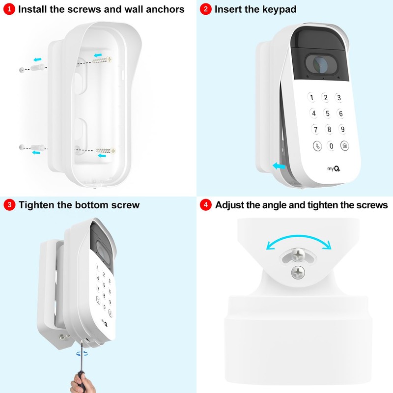 Swivel Mount for myQ Smart Garage Video Keypad ,Angle Adjustable(40