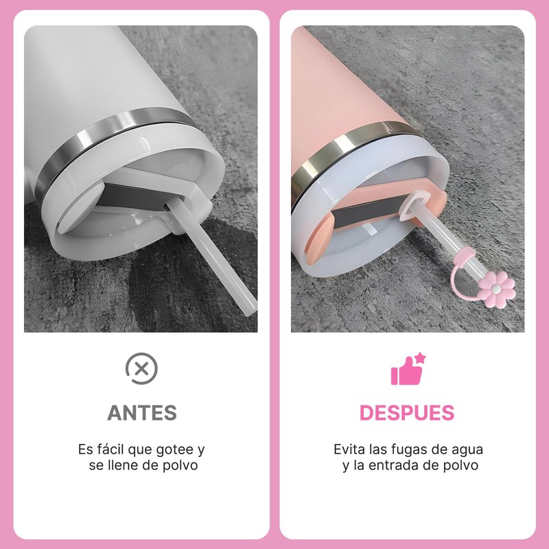 Juego de 5 Cubre Popotes para Termo, Tapa para Popote,