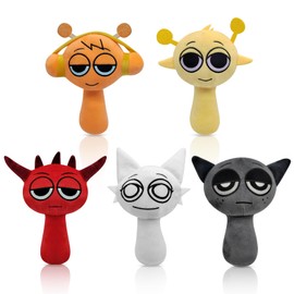 Pack of 5 Sprunki Plush Toys, 25 cm Sprunki Plushies Cuddly Toy, Sprunki Wenda Plush, Sprunki Plush Figures, Peluche Sprunki, Soft Stuffed Animal Pillow Figure, for Children Fans Birthday Gift