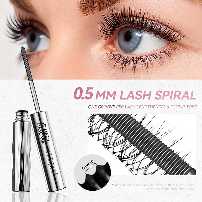 5D Iron Wand Mascara, Waterproof Black, Iron Brush Curl &