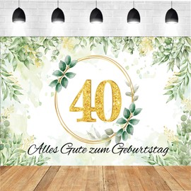 40 Geburtstag Banner Mann Grün 40.ter Geburtstag deko Hintergrund Banner zum 40 Geburtstag Happy 40th Birthday 40.Geburtstagsbanner für mann 110 * 180cm