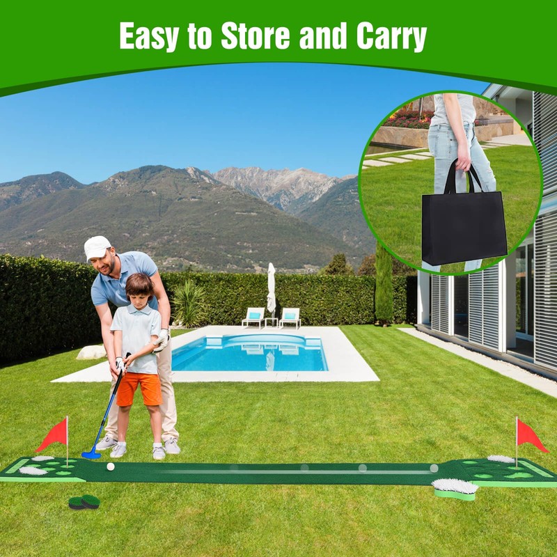 KEMLDIVS Golf Putting Game Set, Detachable Golf Putting Green Mat