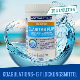 Astral Pool Claritab 5 x 20 g Tablets - Highly Concentrated Flocculation Tablet with Double Effect Coagulation & Flocculation Water Filtration Slow Dissolving for Use in Skimmer Basket