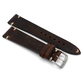 Rios1931 Sagittarius Vintage Cowhide Leather Watch Strap Handmade in Germany Robust 20 mm Brown Bog Oak, brown, Vintage