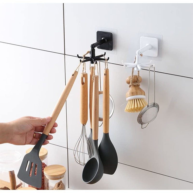 Fengirl Kitchen Utensil Hanger with 6 Hooks, Under Cabinet Utensil