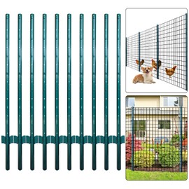 Thealyn Fence Posts 4.8 Feet, Pack of 10, Metal Fence Poles U Post Sturdy Duty Fence Stakes Step in Post No Dig Fence Post for Garden Wire Fence Steel Sign Post (Fits to 4-ft Fence Mesh)