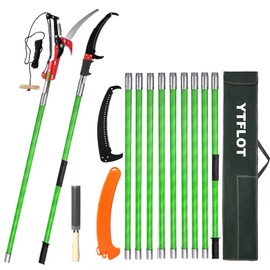 YTFLOT 2-32 Feet Pole Saws For Tree Trimming Manual Pole Saw Tree Trimmers Tree Pruner Extendable Tree Pole Saw Green