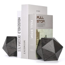 Ambipolar - Sujetalibros decorativos geométricos en forma de bola, modernos sujetalibros de hierro fundido negro para escritorio de oficina, estante de libros, decoración de habitación, oficina en