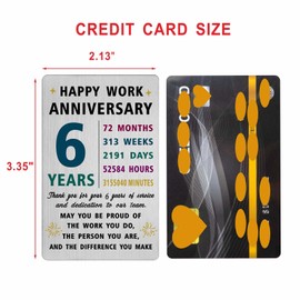 Richesele 6 Years Work Service Card - Thank You 6 Years Work Gifts - Happy 6th Work Anniversary Credit Card Size Keepsake