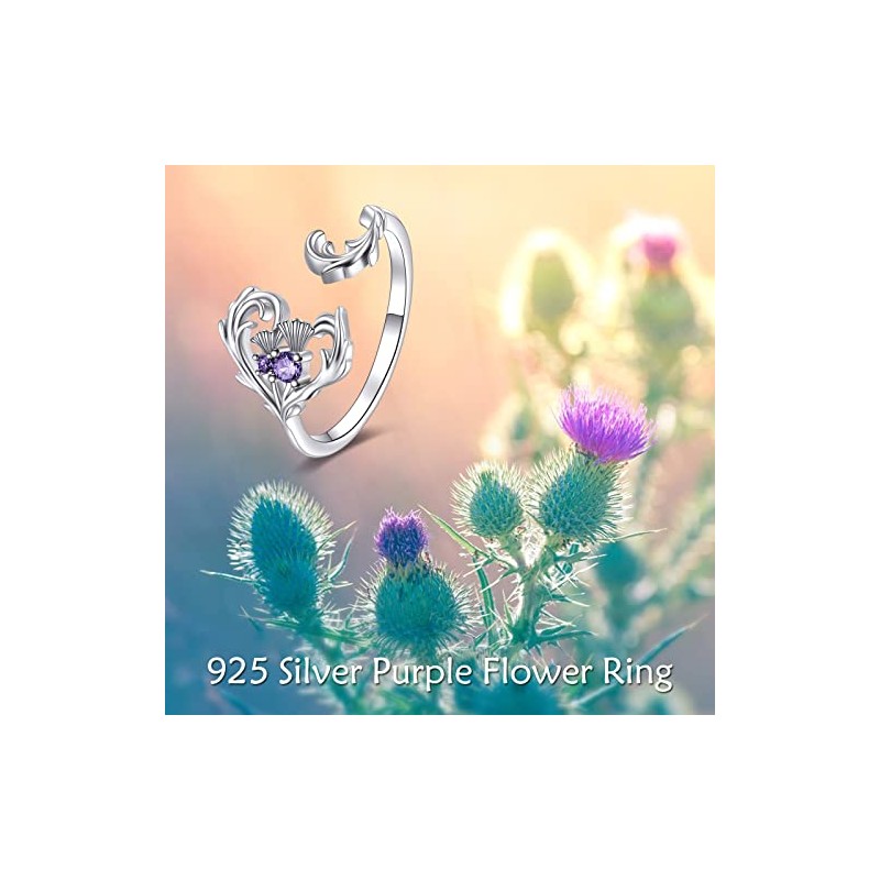 CRMAD Scottish Thistle Ring for Women Sterling Silver Thistle Jewelry