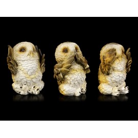 Three Wise Owls Figures - See Nothing, Hear Nothing, See Nothing, Set of 3 Animal Figures, Decorative Items, Decorative Figure, Height 7.5-8 cm