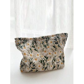 Floral Embroidery Cute Makeup Bag, Large Capacity Cosmetic Storage Bag, Summer Fashionable Travel Cosmetic Bag for Women, Bathroom Shower Cosmetic Bag, Toiletry Travel Bag for Fall Travel Essentials - Color: Multicolor, Size: Please Refer To The Pictures