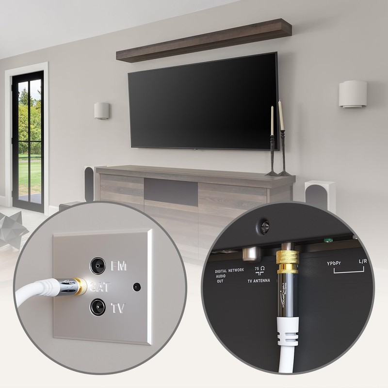 KabelDirekt SAT Cable, Coaxial Cable Internet, Satellite Cable White –