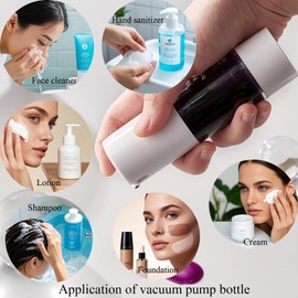 Qeuly Airless Pump Bottles, 1 oz Travel Size Lotion Dispenser, Small Plastic Vacuum Cosmetic Pump Bottles for Lotion, Cream, Foundation and Toiletries, White (Pack of 6)