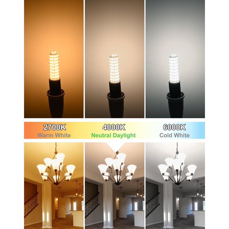 GOHDLAMP 4000K Natural White E12 LED Bulbs - 100W Equivalent