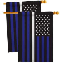 US Thin White Line House Flag - 2 pcs Pack Armed Forces EMT Paramedic EMS Nurse Emergency Medical Technician Supoort - Decoration Banner Small Garden Yard Gift Double-Sided Made in USA 28 X 40