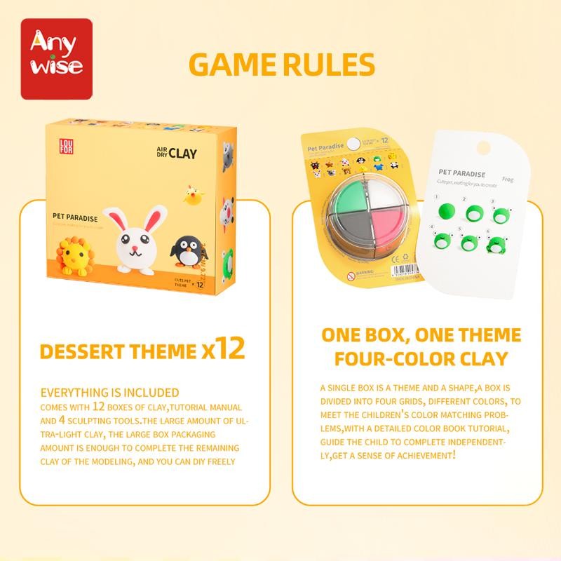 Anywise Air DIY Clay, Air Dry Clay 12 Boxes, Soft