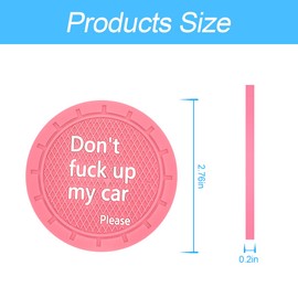 Car Cup Holder Coasters, 2 Pcs 2.75 Inch Non-Slip PVC Insert Cup Coaster, Anti-Scratch Auto Cup Mats for Women Men, Vehicle Interior Accessories Universal for Car, SUV, Truck (Pink)