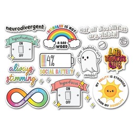 A4 Sticker Sheet Neurodivergent Vinyl Stickers - Celebrate Neurodiversity Autistic Autism Awareness Hidden Disability Decal Sticker #82473