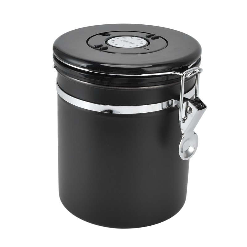 Airtight Coffee Canister Storage Jar Date Tracker CO2 Release Valve