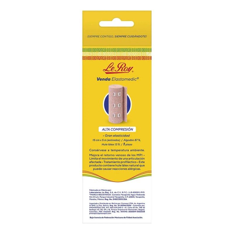 Venda Elastomedic Alta Compresión Roy 15cm Pieza