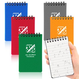 JULMELON Waterproof Pocket Notebook, 3 X 5 Mini Spiral Notepad Weatherproof，Spiral Notebook Little Memo Steno Note Pads All Weather Notepad for Home, Office, College, School, Assorted Colors, 6 Pack