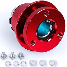 Steering Wheel Quick Release Kit, Universal 360 Degree 3 Holes Aluminum Alloy Steering Wheel Quick Release- Red