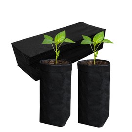 Belit 100 Pcs 13.5" H Nursery Grow Bags, Non-Woven Plants Pots Container for Starting Deep Rooted Plants Vegetable, Flower, Seedling Tree, Black