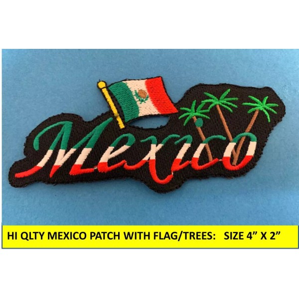 Unbranded MEXICO FLAG PATCH w/ TREES IRON-ON SEW-ON EMBROIDERED MEXICAN