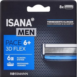 ISANA Men Pace 6+ Razor Blades 8 Pieces 6-Blade System, Trimmer