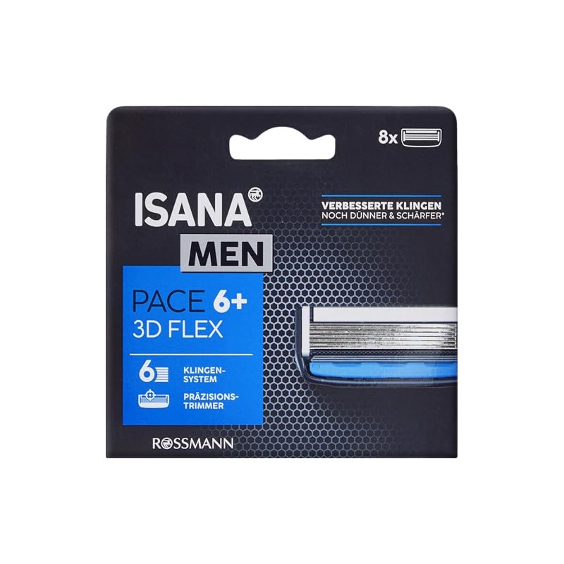 ISANA Men Pace 6+ Razor Blades 8 Pieces 6-Blade System,