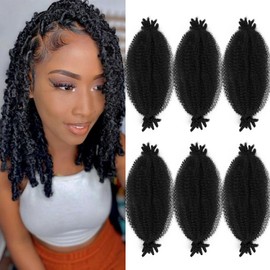 SIXERSI Afro Spring Twist Hair 12 Inches Marley Twist Braiding Hair Extensions 1b Black Cuban Twist Marley Hair Island Micro Springy Afro Kinky Twist Crochet Hair Braiding