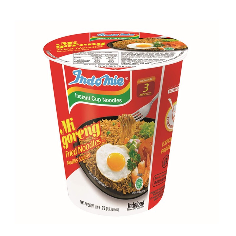 Indomie Mi Goreng Instant Stir Fry Noodles Cup, Halal Certified,