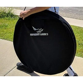 Black Carrying Case for One Crokinole Board. Bag Has Inner Pouch to Store Discs and Accessories