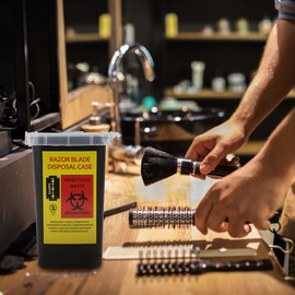 NOLITOY 2pcs Disposal Case, Sharps Disposal Container Safe Barber Storage Bank Dispenser Recycling Box Collecting Storage Box for Barber Shop Black