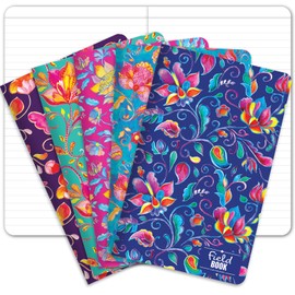 Elan Publishing Company 5 x 8 Field Book 5 Pack Set - Line Text/Bright Artistic Floral