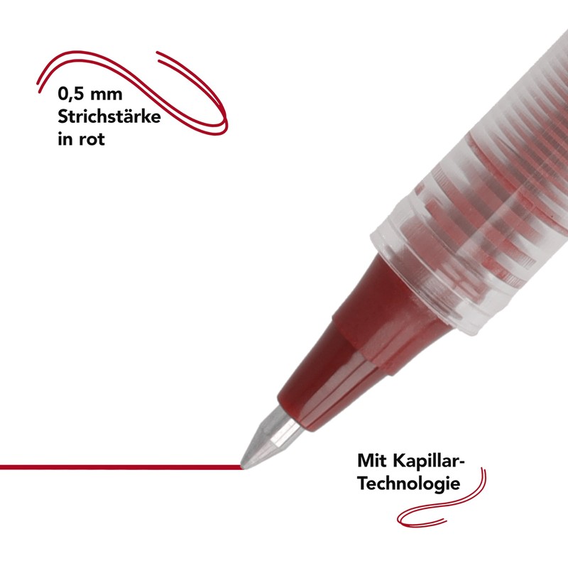 Westcott PULSAR E-730631 00 Rollerball Pen, Red, Pack of 10,