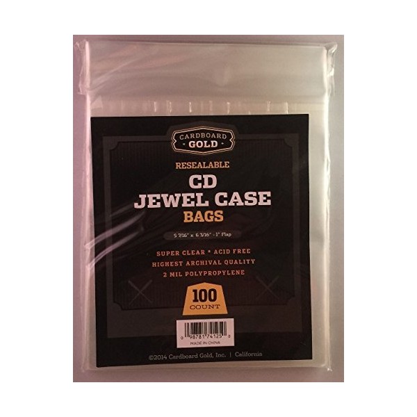100 CBG Resealable CD Jewel case Bags Sleeves - Archival Quality Protection for Your CD's