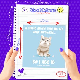 Cult Kitty Cat Birthday Card Funny - 'So I Ate It' - Funny Birthday Cards for Women, Best Friend Birthday Card, Cat Birthday Card for Girls, Ladies, Cat Lovers - 15x15cm, Blank Inside, Envelope