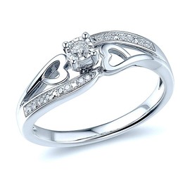 Diamond Promise Ring Natural Diamonds Sterling Silver 1/10 cttw (H-I Color, I2-I3 Clarity) - Size 7.5