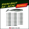 30-Pack Swim Bait, Smoke/Pearl 3.5in Swimbait, Trout, Crappie, Walleye, or