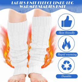Aligiftqod 2 Pair Winter Fleece Lined Leg Warmer for Women Skating Leg Warmer Long Boot Socks for Women Skating